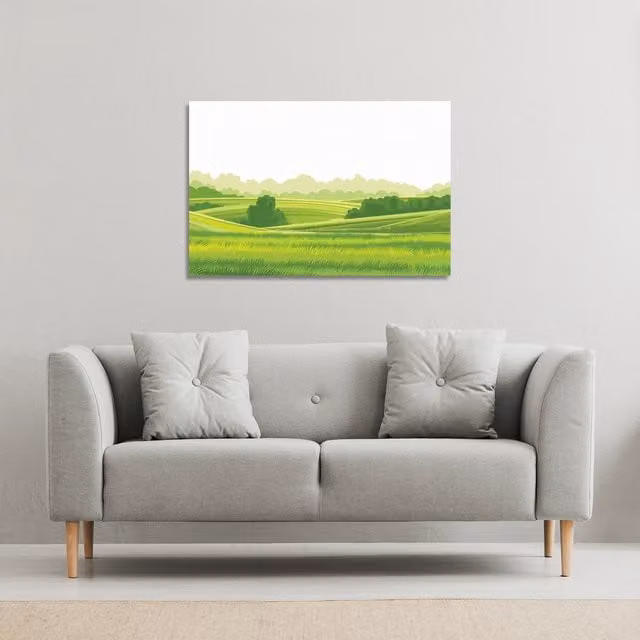 Benjamin Tate Design LTD Modern Landscape Illustration Canvas Print, Green, W: 61 cm, H: 41 cm