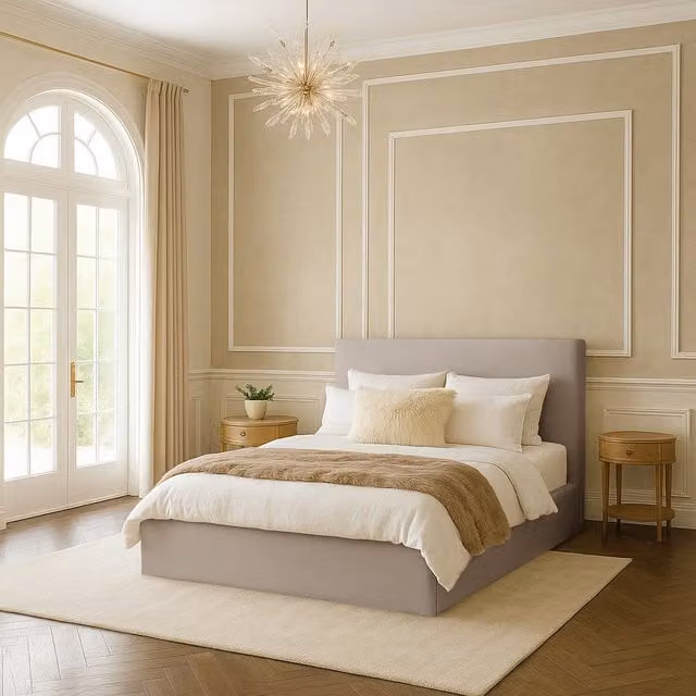Desire Deco Modern Plain Upholstered Bed Frame in Silver, W/D/H: 140 x 200 cm