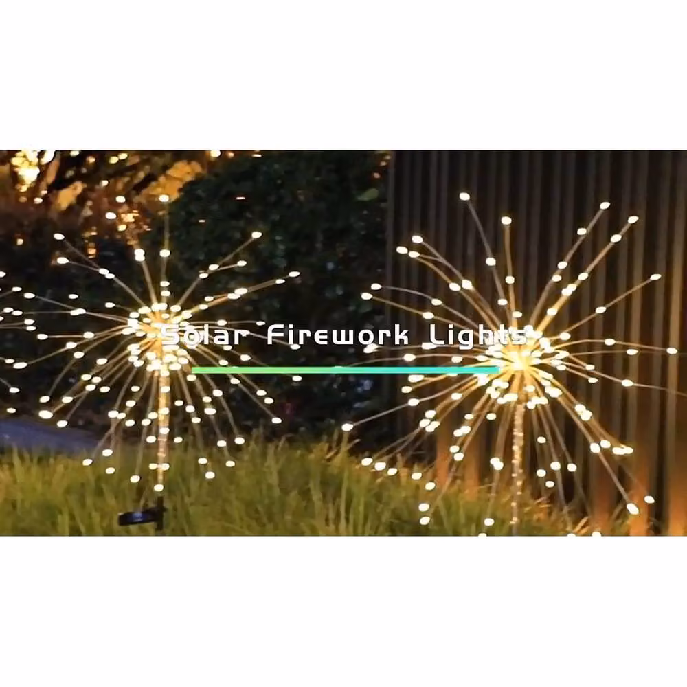 FLAVORA Solar LED Firework Garden Stake Lights in Black – 3