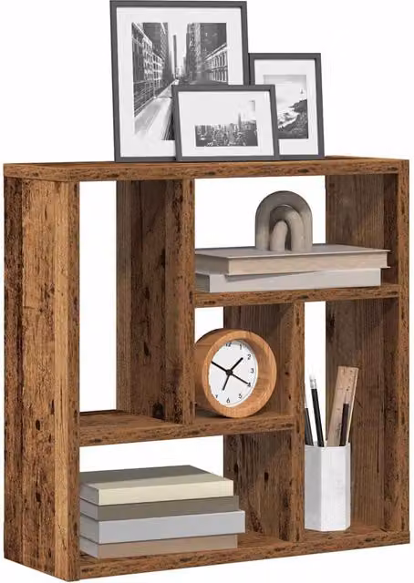 Berkfield Home Old Wood Wall Shelf in Brown, W/D/H: 45 x 16 x 45 cm
