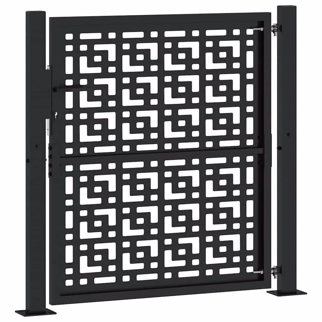 Berkfield Home Black Steel Garden Gate with Cross Design, W: 105 cm, H: 106 cm – 5
