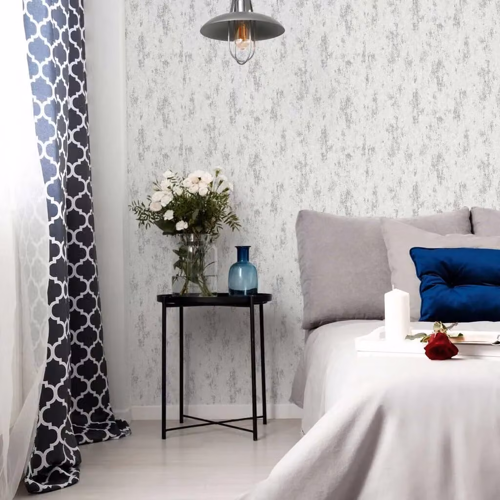 Graham & Brown White and Silver Abstract Shabby Chic Wallpaper, Roll W: 52 cm x L: 5.2 m – 1