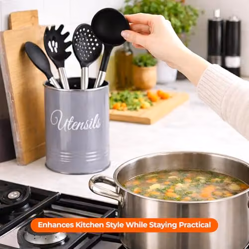 Innoteck Metal Utensil Holder and Cutlery Organiser in Grey – 4