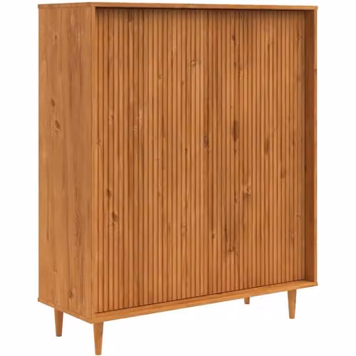 Dorel Home Furnishings Jerzy Highboard in Brown Waxed Pine with 2 Hinged Doors, D/W/H: 38 x 99 x 120 cm