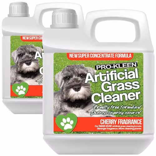 Pro-Kleen Artificial Grass Cleaner and Pet Friendly Disinfectant with Deodoriser, Cherry Fragrance, 2 x 1 Litre