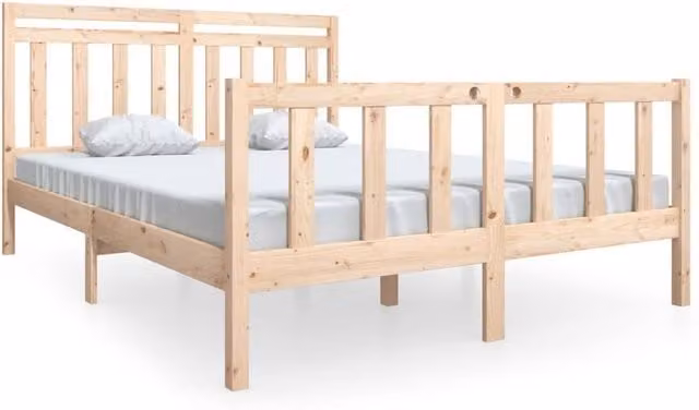 Berkfield Home King Size Solid Pine Wood Bed Frame in Natural Sand