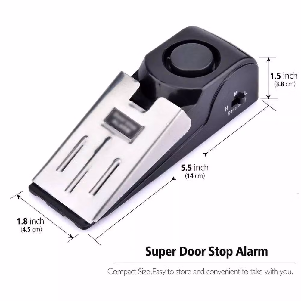 SPETLEK Home Travel Security Wedge Door Stop Alarm System, 2 Pack, Black – 2