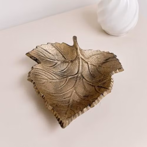 Melody Maison Rustic Gold Leaf Trinket Tray Dish – 1