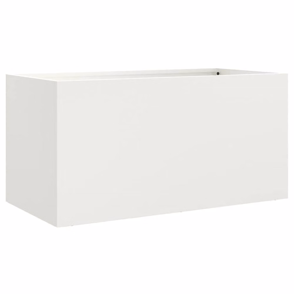 Berkfield Home Steel Planter Tub, White, W: 62 cm, D: 30 cm, H: 29 cm – 3