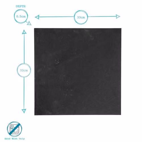 Argon Tableware Square Slate Placemats and Coasters, 12 Piece Set, Black or Grey, 33 cm – 4