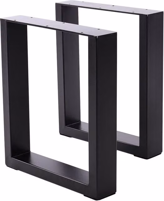 Living and Home 2Pcs Industrial Heavy Duty Rectangular Metal Dining Table Replacement Legs in Matt Black – 1