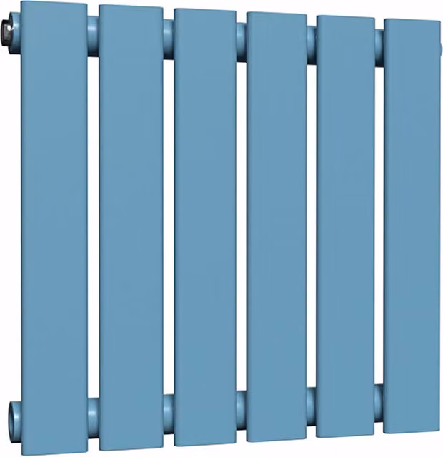 Lux Heat Flat Horizontal Single Coloured Steel Radiator in Blue, W: 60 cm, H: 42 cm