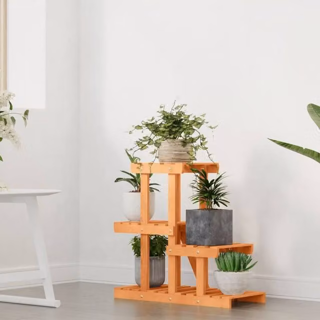 Berkfield Home Elegant Flower Stand in Brown Solid Wood, W/D/H: 58 x 25 x 51 cm