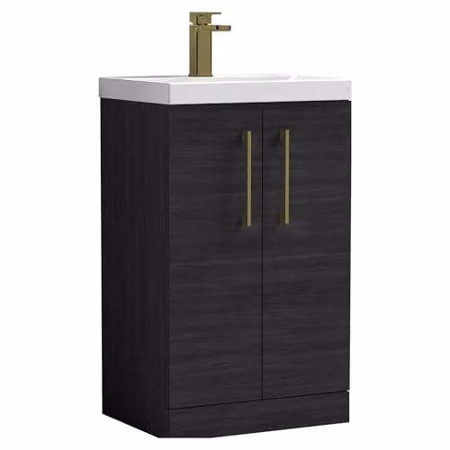 Balterley Floor Standing 2 Door Bathroom Vanity Unit with Basin in Charcoal Black, W/D/H: 51 x 39 x 84 cm – 1