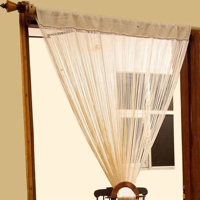 Homescapes Plain Polyester String Curtain in Beige