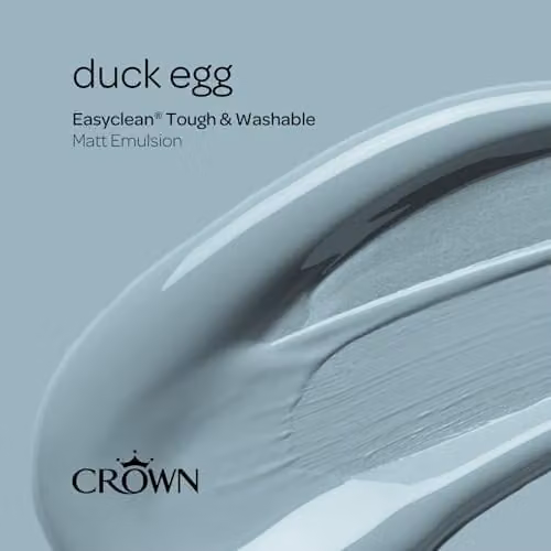Crown EASYCLEAN Duck Egg Matt Emulsion Wall Paint, Solvent-Free Water-Based Dispersion, 2.5L – 2