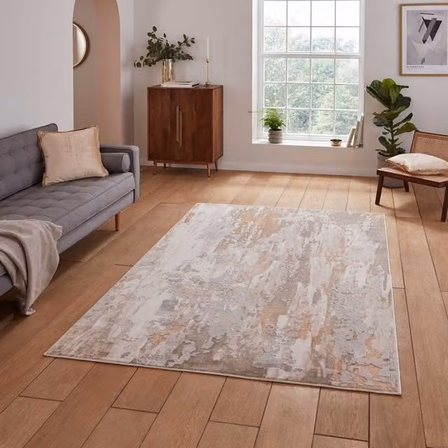Apollo GR580 Modern Abstract Machine Woven Yarn Rug in Bronze Grey and Multicolour