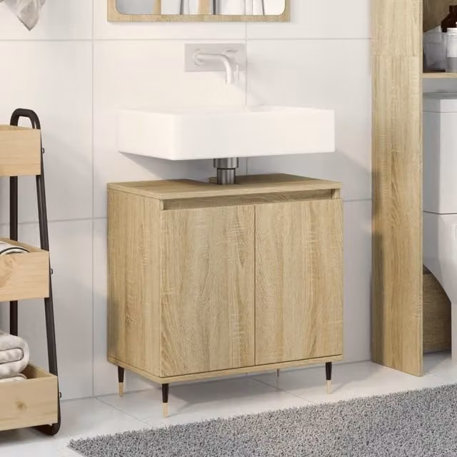 Berkfield Home Sonoma Oak Bathroom Cabinet, Brown, W/D/H: 58 x 33 x 60 cm – 1