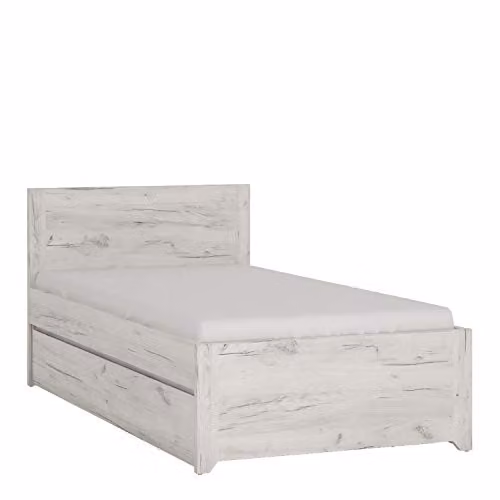 Furniture To Go Angel Single Bed in White with Underbed Drawer and Slats, W/D/H: 90 x 200 cm