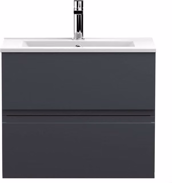 Balterley Mavesyn 2 Drawer Wall Hung Vanity Basin Unit, Anthracite Grey, Width: 60 cm