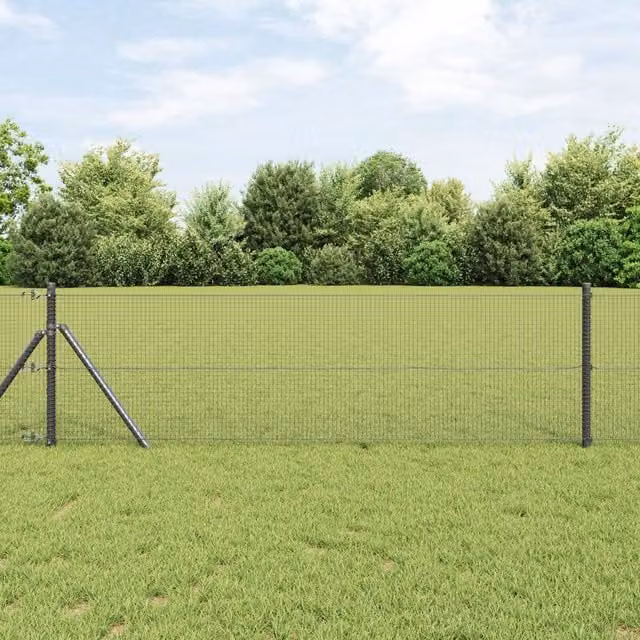 Berkfield Home Set of 2 Grey Round Fence Posts made from Plastic and Galvanised Steel – 1