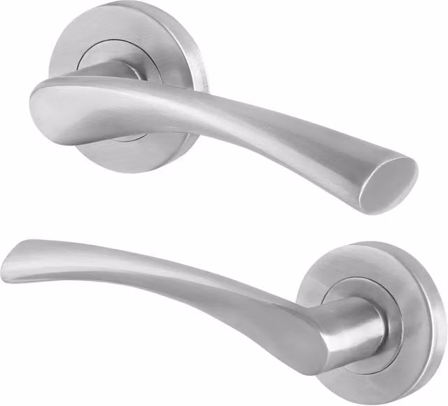 AFIT Satin Nickel Internal Lever Door Handles with Rose, Silver, 1 Pair – 1