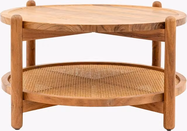 Perch & Parrow Lyon Round Acacia Wood Coffee Table in Brown