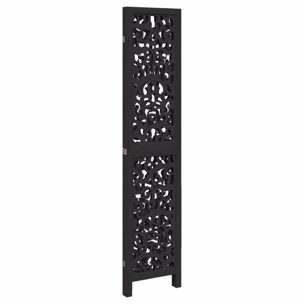 Berkfield Home 3-Panel Black Solid Paulownia Wood Room Divider – 4