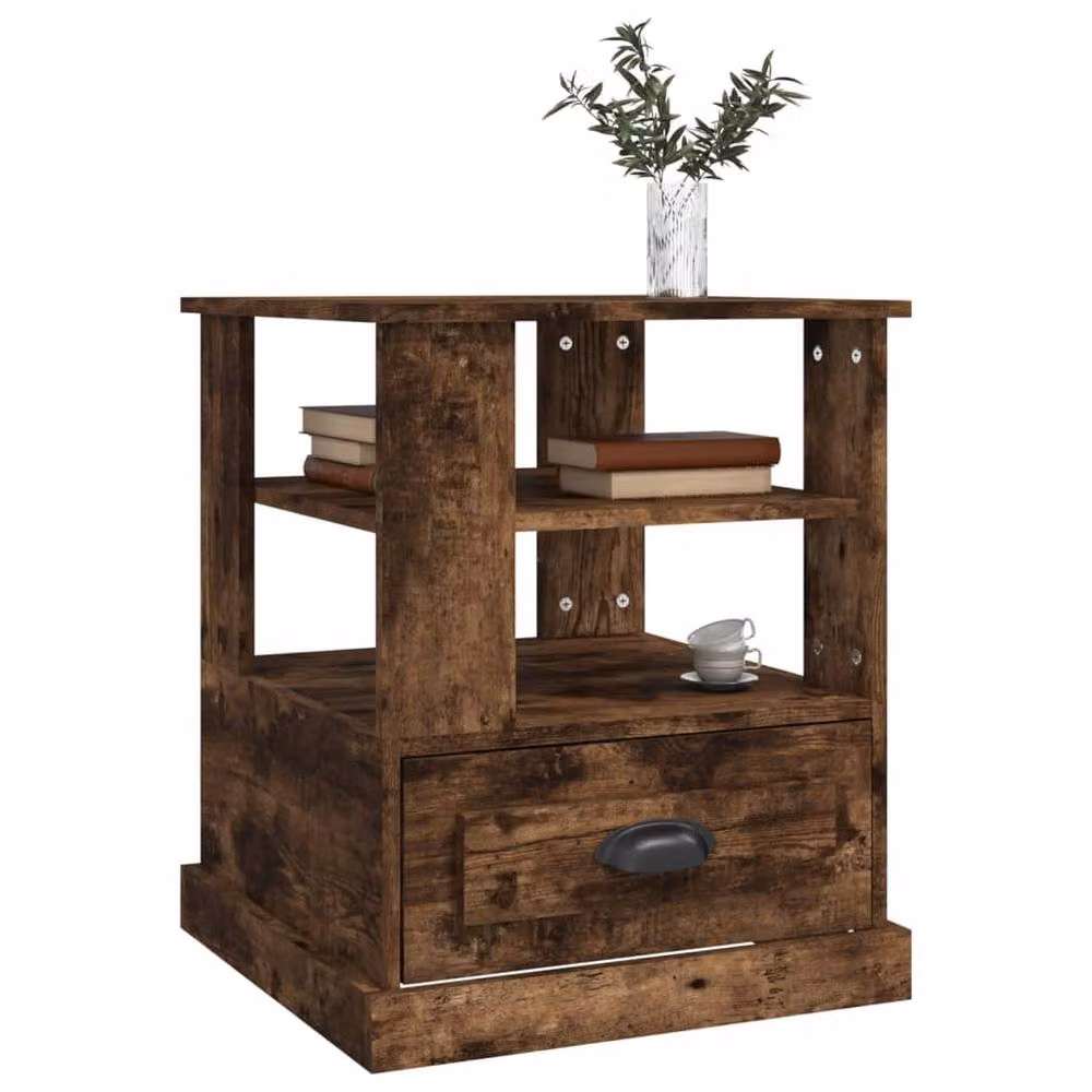 Berkfield Home Smoked Oak Side Table in Brown, W/D/H: 50 x 50 x 60 cm – 3