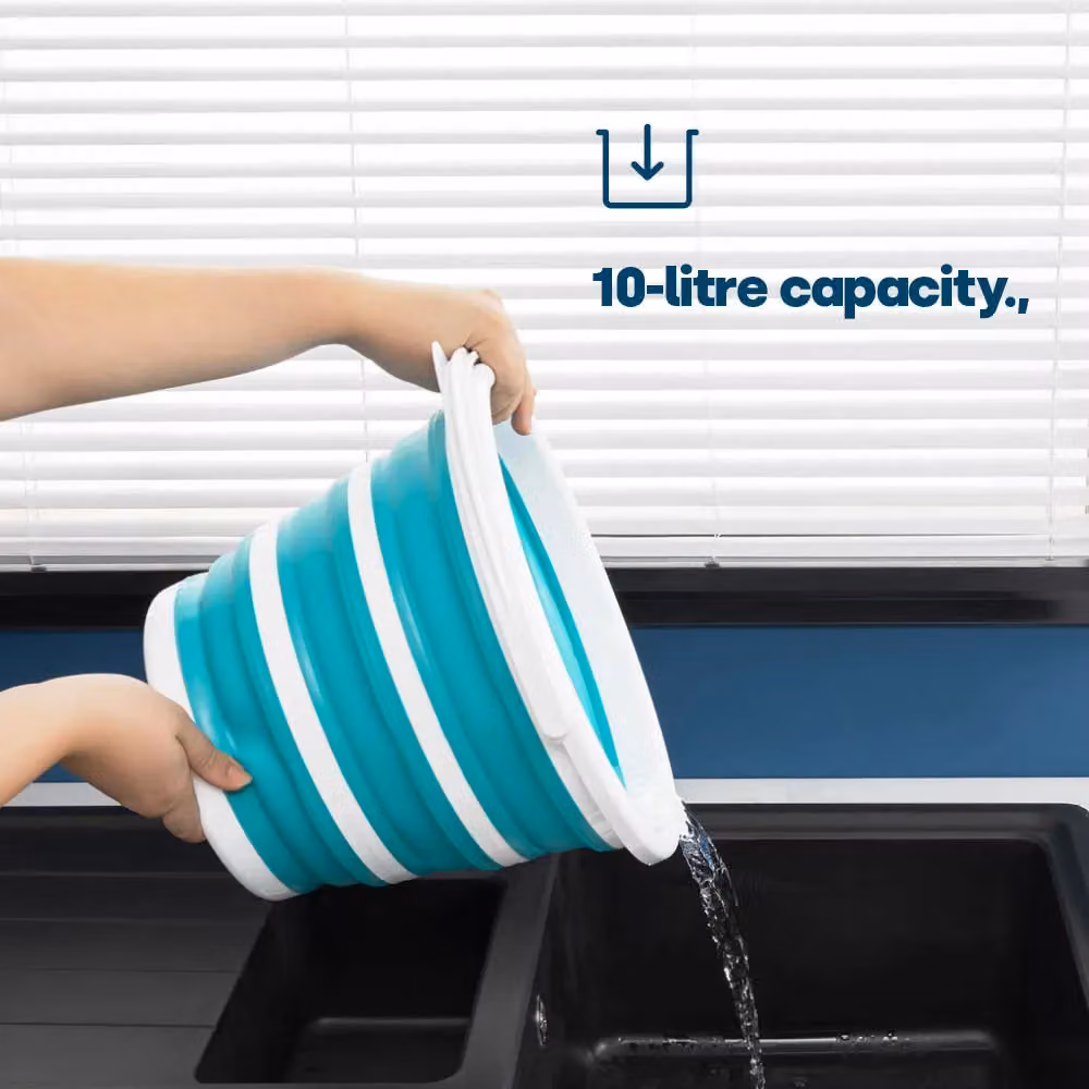 LIVIVO Collapsible Plastic Bucket with Pouring Spout in Grey and Baby Blue – 3
