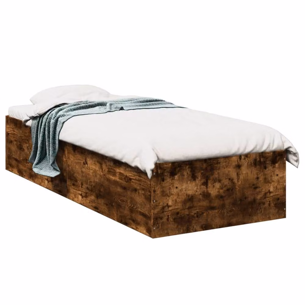 Berkfield Home Modern Single Bed Frame in Smoked Oak Brown, W/D/H: 90 x 193 x 35 cm – 3