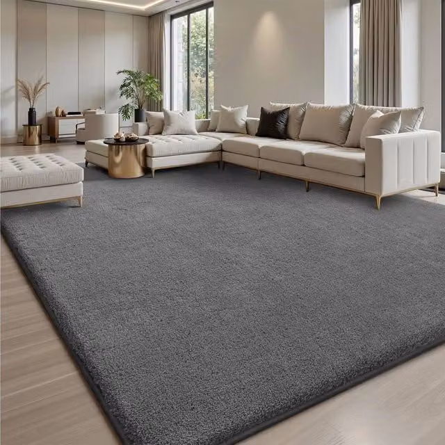 SPETLEK Dark Grey Large Non-Slip Thick Pile Rug for Living Room or Bedroom, W: 240 cm, D: 300 cm – 1