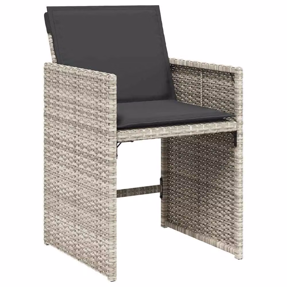 Berkfield Home 5 Piece Garden Dining Set with Light Grey Cushions and Poly Rattan Design – 3