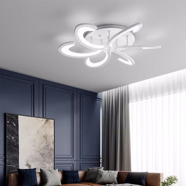 Livingandhome Organic Floral LED Ceiling Flush Light, White, 60W