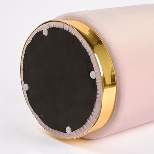 OHS Matt Velvet Dressing Chair Ottoman with Gold Metal Base in Pink – 4