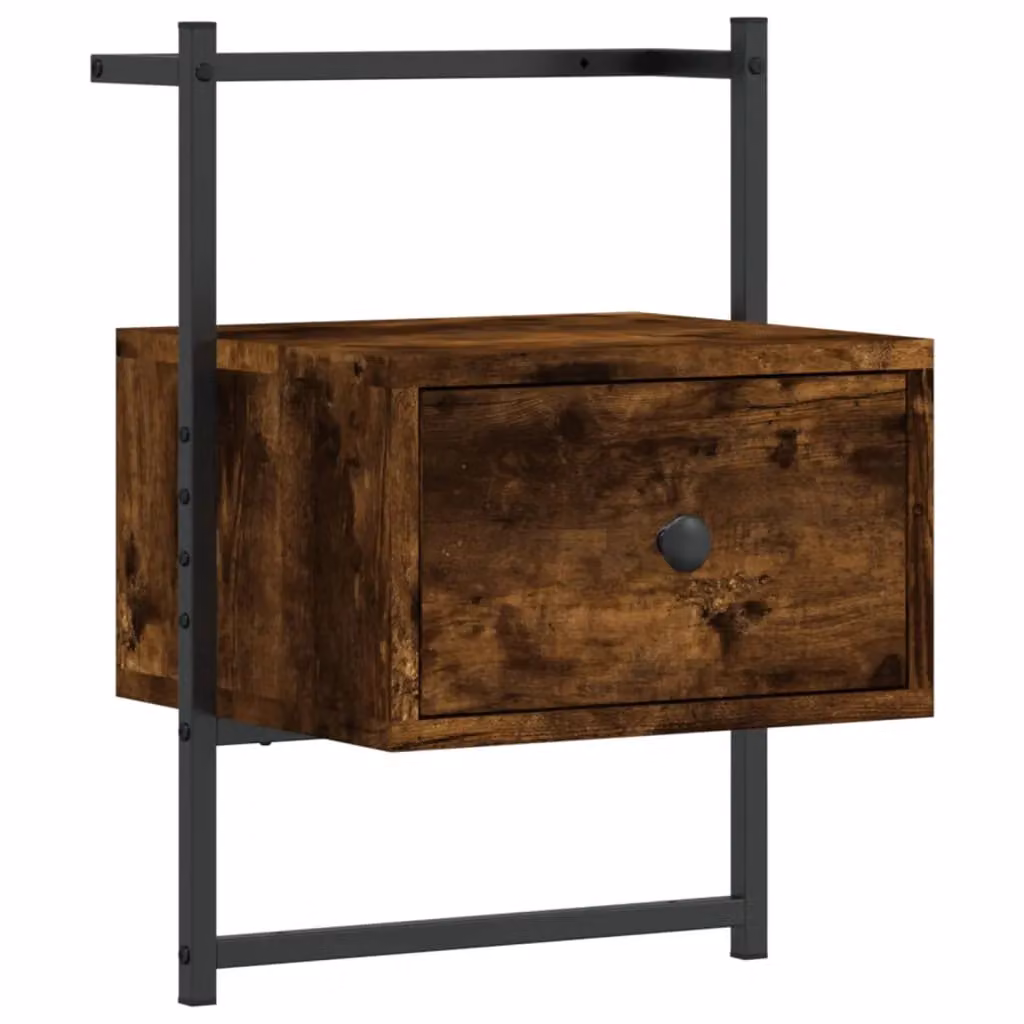 Berkfield Home Wall-mounted Bedside Cabinet in Smoked Oak Brown, W: 35 cm, D: 30 cm, H: 51 cm – 2