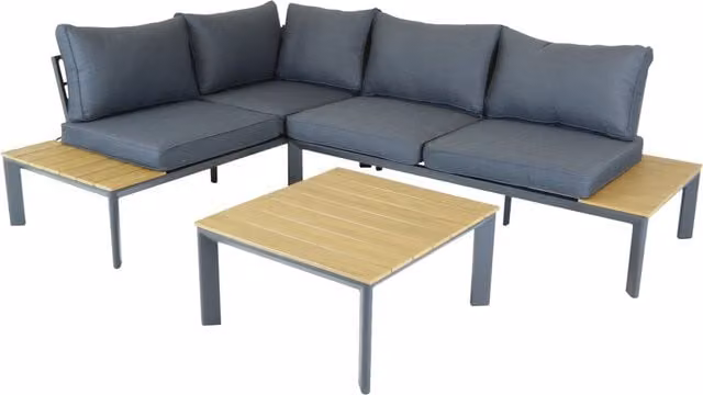 Charles Bentley Polywood Lounge Set with Recliner Seat in Grey and Black