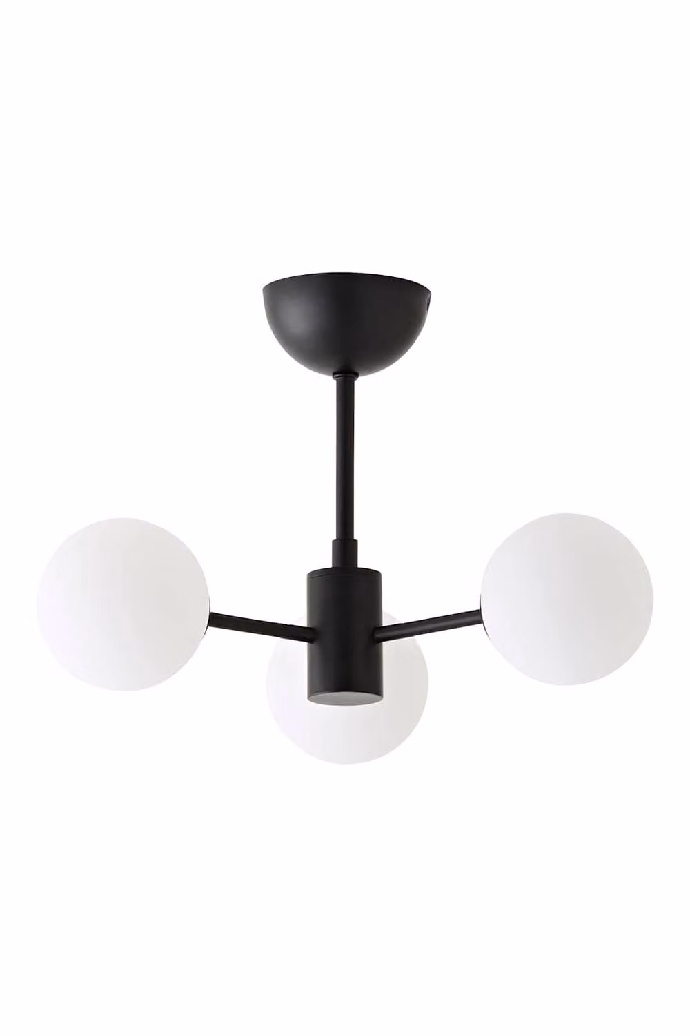ValueLights Marlow 3 Arm Ceiling Light with Opaque Glass Globes and LED Bulbs in Black – 2
