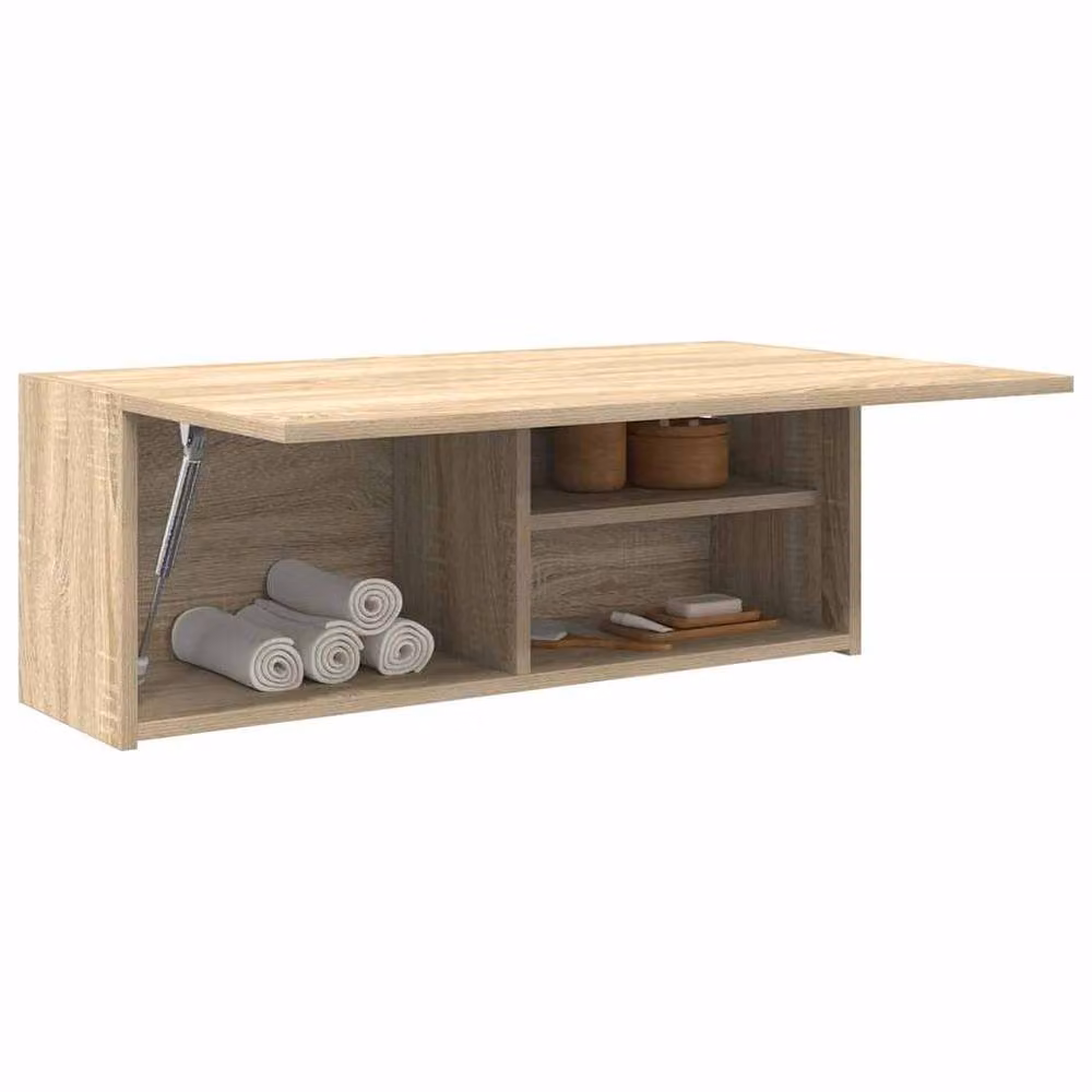 Berkfield Home Decorative Bathroom Wall Cabinet in Sonoma Oak, Light Brown, W/D/H: 80 x 25 x 30 cm – 2