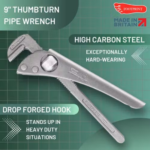 Footprint 900W Thumbturn Pipe Wrench in Grey Steel with 50mm Capacity – 2
