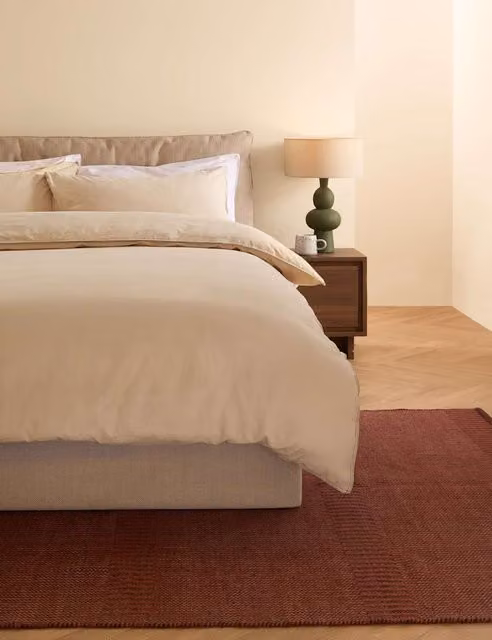 MADE Pure Cotton Textured Duvet Cover Set, Beige, W: 140 cm, L: 200 cm