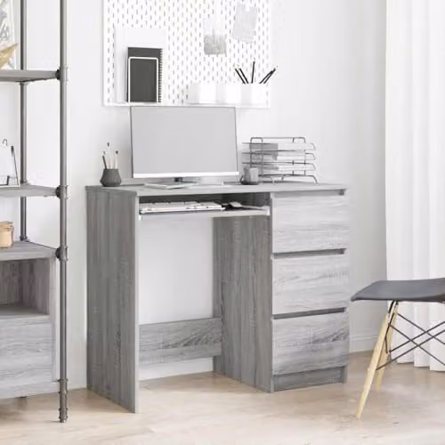 vidaXL Modern Writing Desk in Grey Sonoma, W: 90 cm, D: 45 cm, H: 76 cm – 2