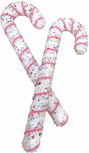KDMD Pink and White Striped Hanging Candy Cane Christmas Pendants, Set of 2, 50 cm