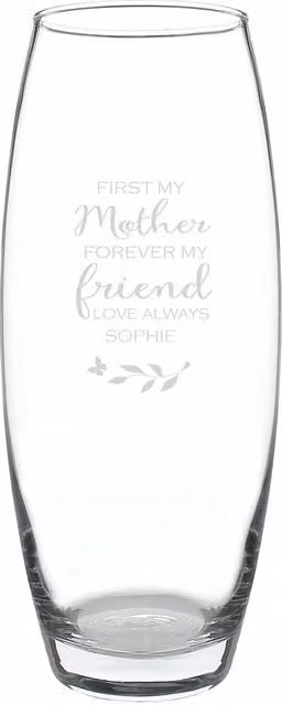 Personalised Memento Company Women's First My Mother Forever My Friend Bullet Vase in Clear Glass
