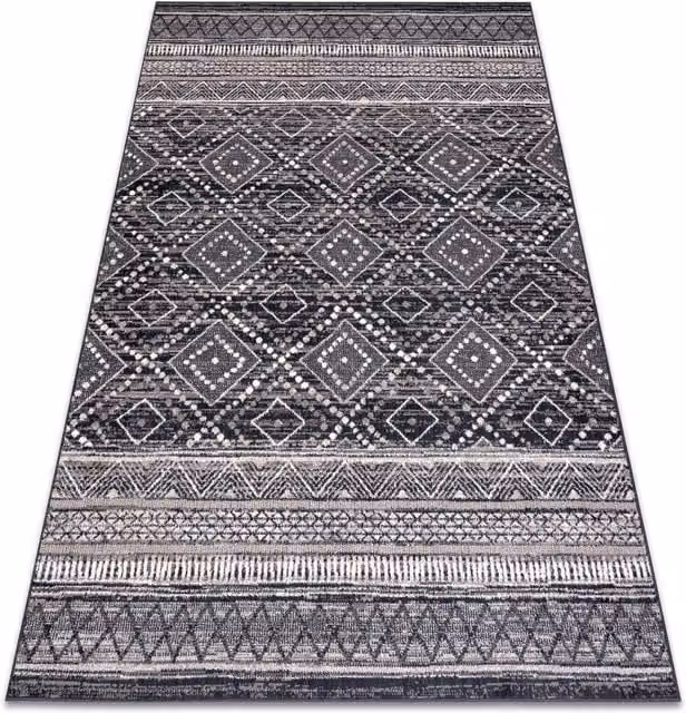 RugsX Grey Geometric Wool Rug, W: 80 cm, L: 150 cm