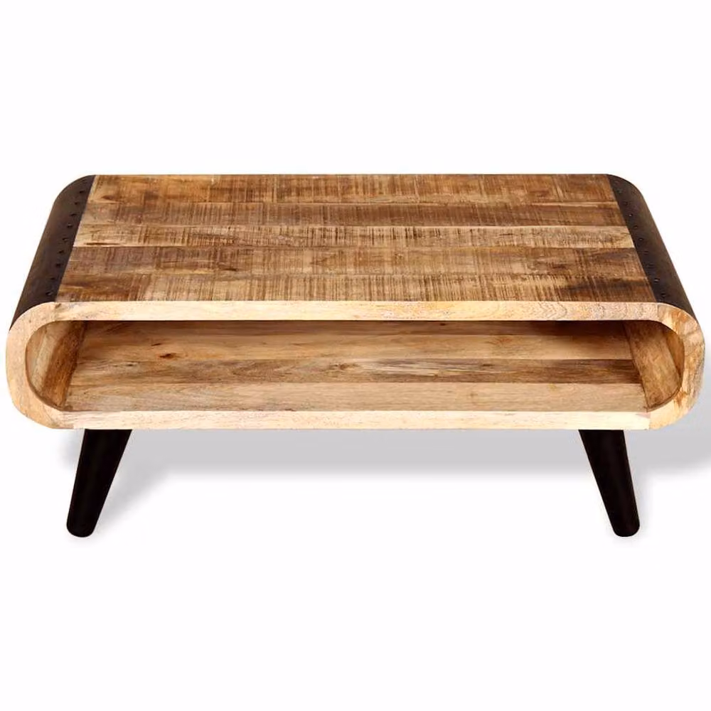 Berkfield Home Rough Mango Wood Coffee Table in Brown and Multicolour, W/D/H: 90 x 55 x 39 cm – 2