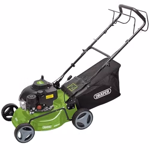 Draper 08671 Steel Deck Petrol Lawn Mower, Green, 420 mm