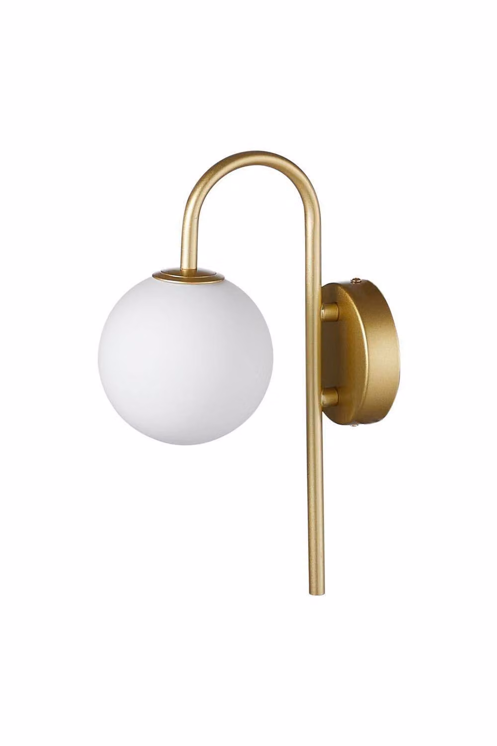 H&O Direct Elegant Gold Wall Light with Frosted Glass Bulb – 2