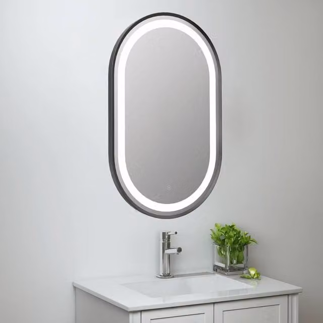 Bathroom Kingdom Martha Black Oval LED Mirror W: 50 cm, H: 80 cm