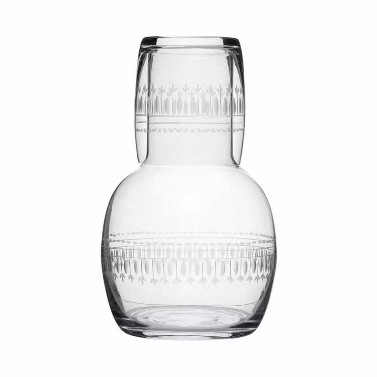 The Vintage List Ovals Lead-Free Crystal Carafe and Glass Set, Transparent